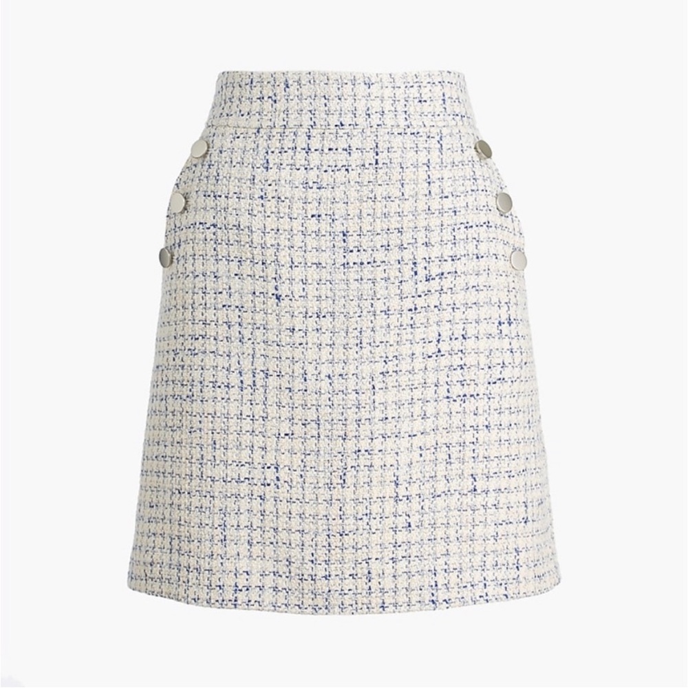 J. Crew Blue and White Tweed Skirt